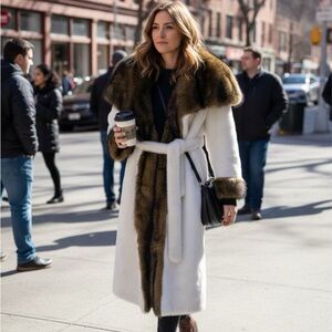 Elegant Women's Fur-Trimmed Coat